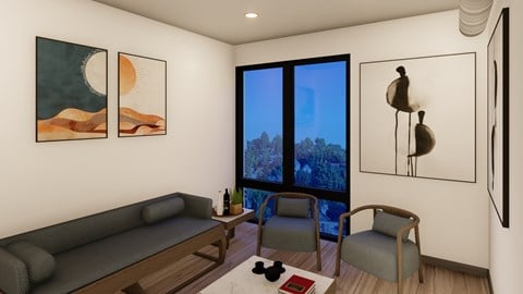 Floor plan for 1 bed, 1 bath, 660 sqft